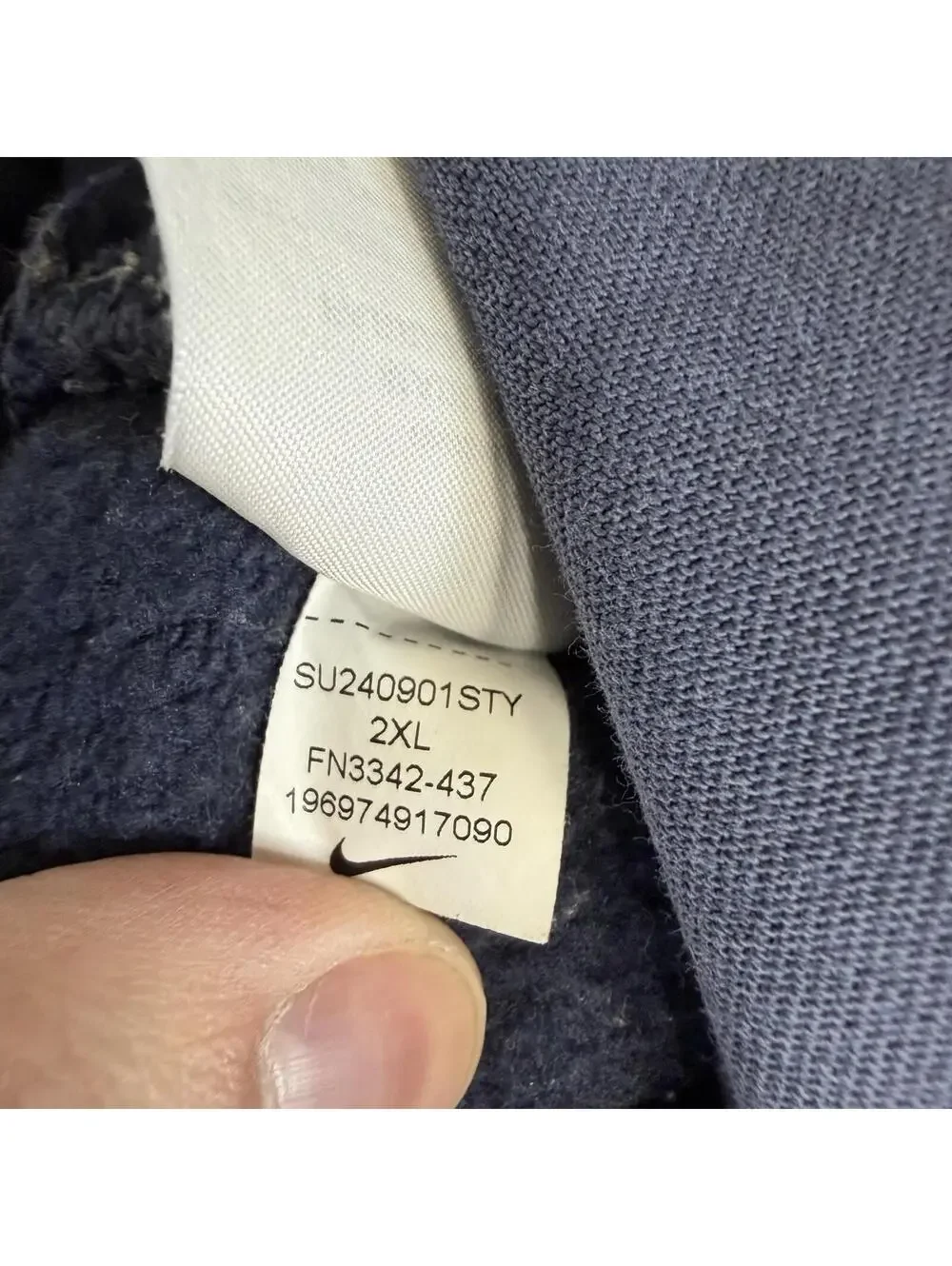 Nike Solo Swoosh Fleece Sweatpants Mens XXL Navy Blue Open Hem Heavy Fleece